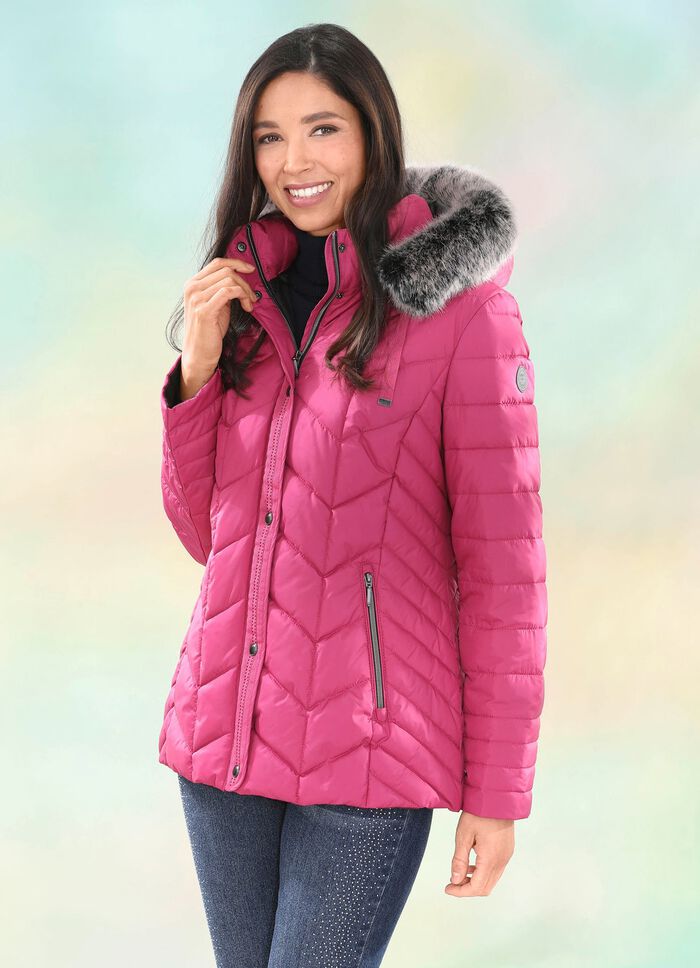 Jacke mit abnehmbarer Kapuze FUCHSIA