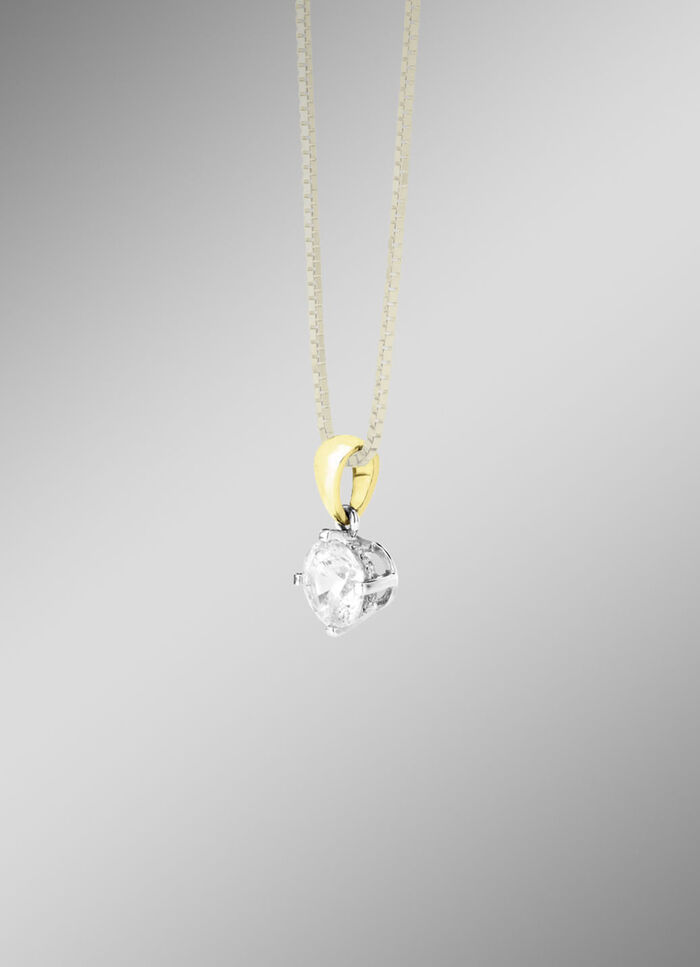 Solitär-Anhänger in Bicolor mit Brillant 