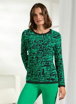 Pullover in modischem Jacquard-Dessin GR&Uuml;N-SCHWARZ