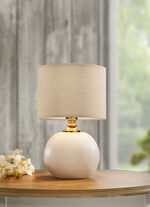 Keramik-Tischleuchte mit Textillampenschirm GRAU