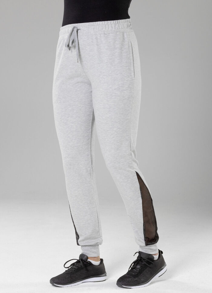 Freizeithose mit Netzeinsatz in 4 Farben SILBERGRAU MELIERT