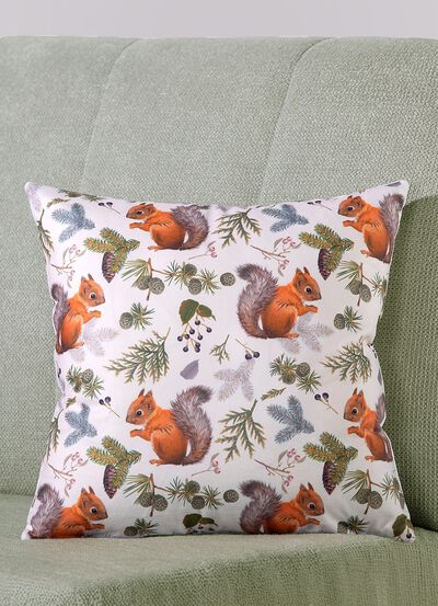Herbstlicher Kissenbezug mit Eichhörnchen-Motiv 