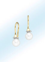 Ohrhaken mit S&uuml;&szlig;wasser-Zuchtperle und Brillanten 