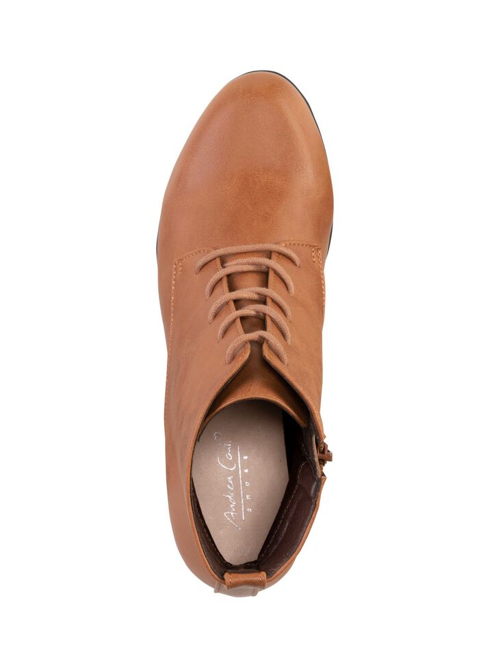 Andrea Conti Schn&uuml;r-Stiefelette aus Synthetik COGNAC