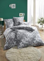 Beidseitig bedruckte Bettw&auml;sche-Garnitur aus Polycotton GRAU