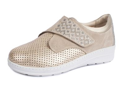 Komfort-Klett-Schuh mit aufwendiger Strassdeko 