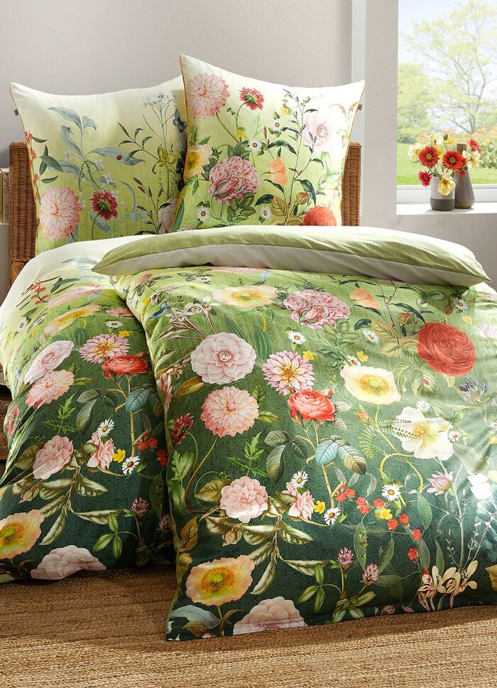 Wendebettw&auml;sche-Garnitur aus Mako-Satin GR&Uuml;N