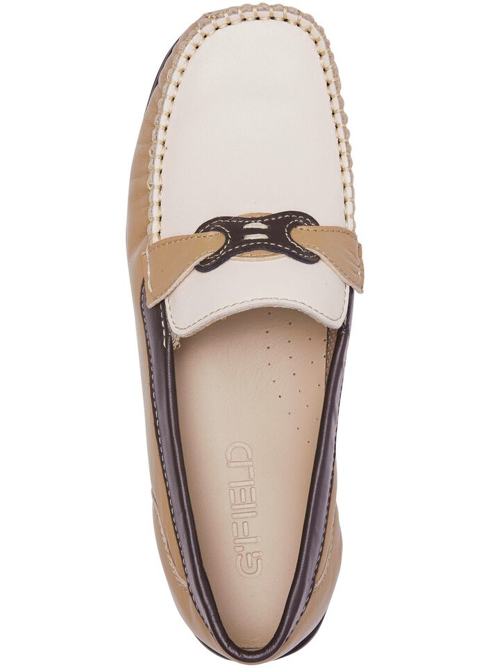 ELENA EDEN Slipper mit dekorativer Spange BRAUN-BEIGE