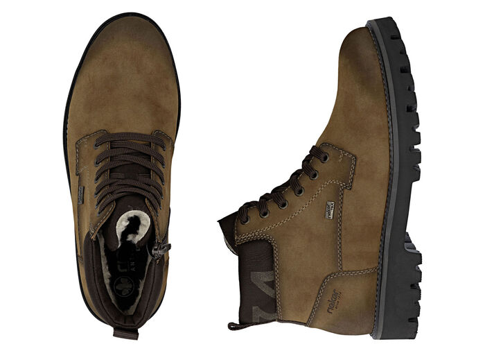 Rieker, gefütterte Herren-Boots, Winterschuhe, Weite H, mit Reißverschluss COGNAC