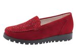 Waldl&auml;ufer Mokassin-Slipper mit Glitzer-Applikationen RUBINROT