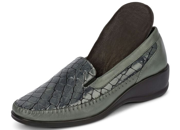 Gemini Slipper mit Krokoprägung GRAFIT