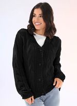 Strickjacke in Grobstrick SCHWARZ