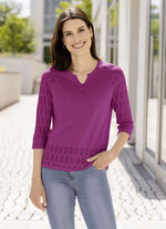 Pullover mit dekorativem Halsausschnitt MAGENTA