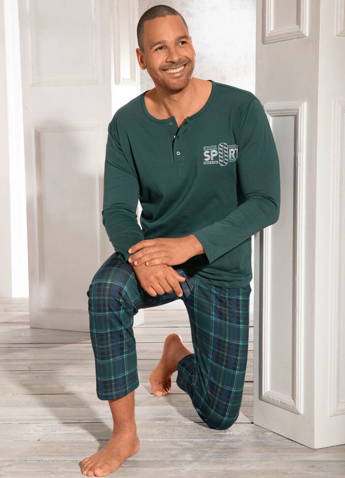 Schlafanzug mit Knopfleiste und Druckmotiv 