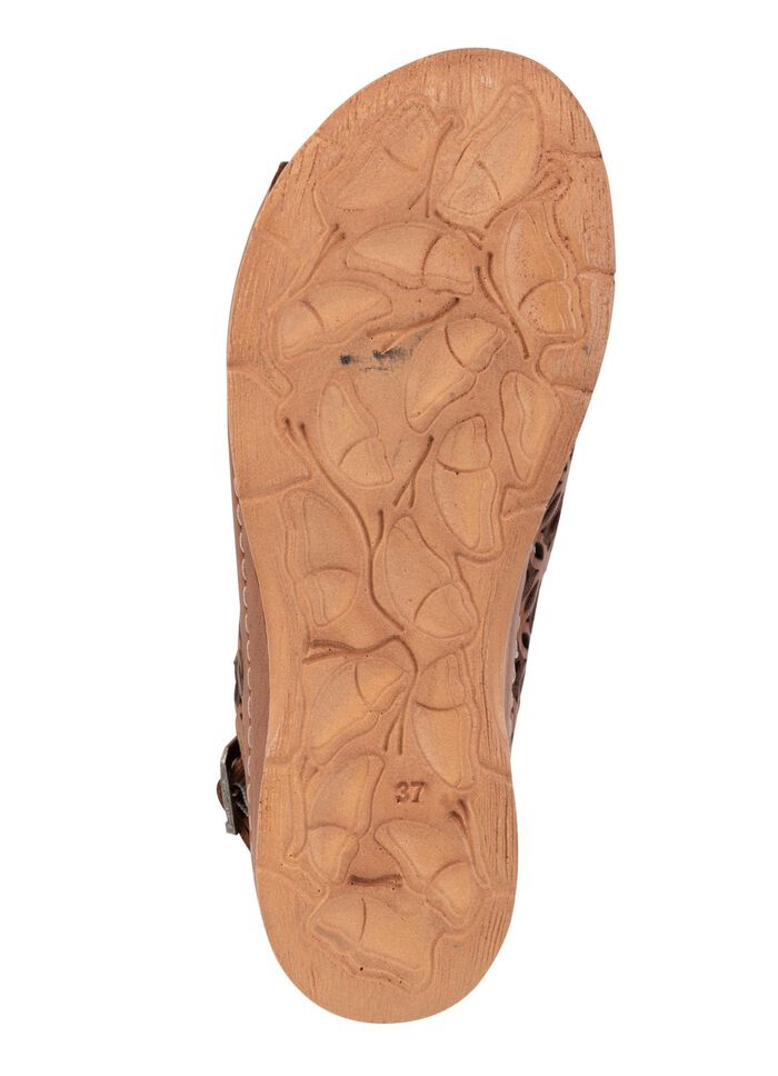 Gemini Sandale aus perforiertem, gepr&auml;gtem Nappaleder COGNAC