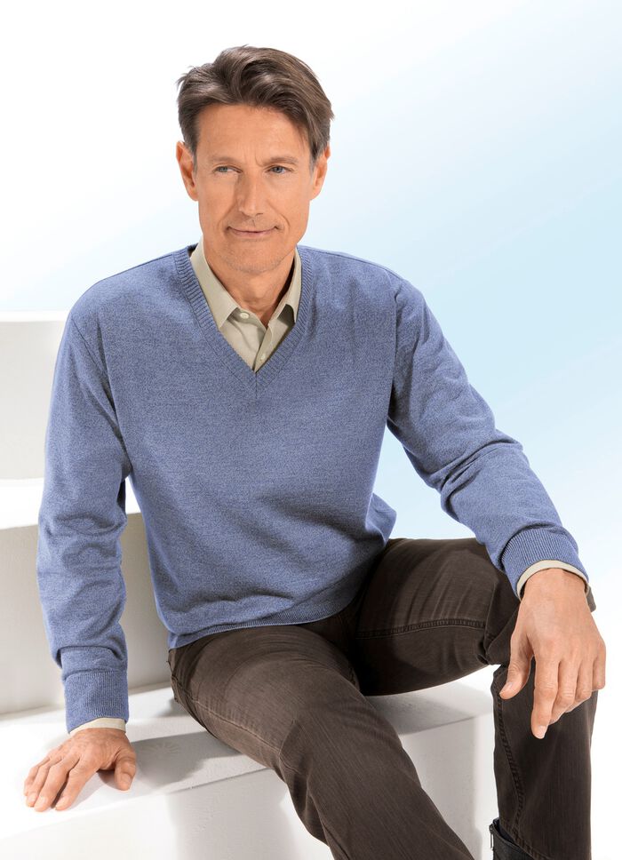 Kombistarker V-Pullover in 3 Farben BLAU