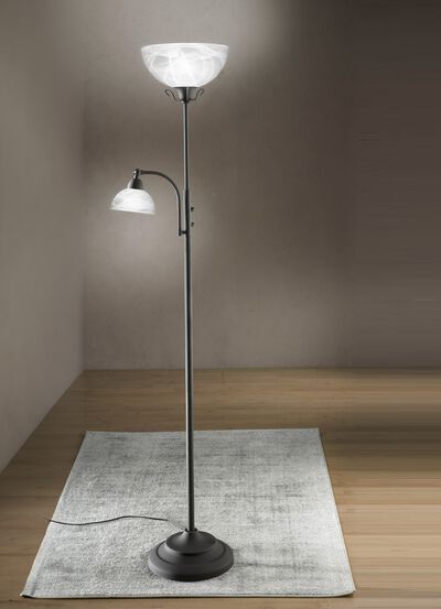 Deckenfluter mit Leselampe und Metallgestell 