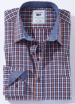 Kariertes "Milano Italy"-Hemd in 3 Farben ORANGE-BLAU KARIERT