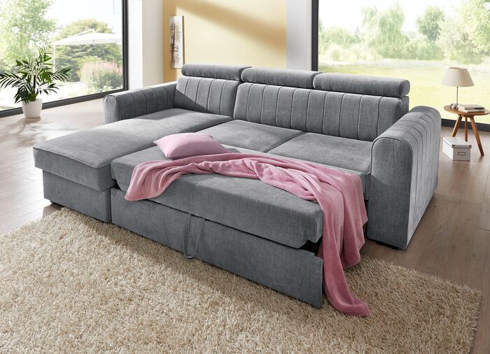 Polsterecke mit Bettfunktion GRAU