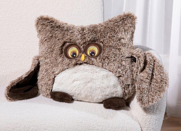 Niedliches Eulen-Deko-Kissen BEIGE