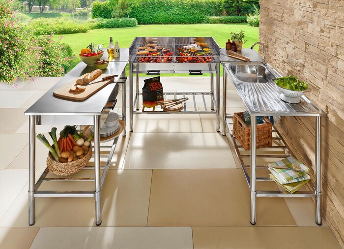 Outdoor-K&uuml;che aus Edelstahl SILBER