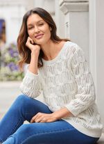 Pullover mit dezentem Paillettengarn ECRU