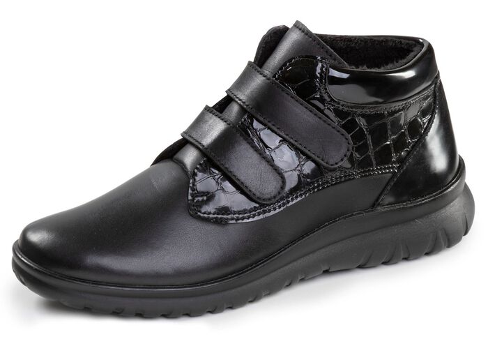 ELENA EDEN, gef&uuml;tterte Damen-Boots, Winterschuhe, Weite G, mit herausnehmbarem Fu&szlig;bett SCHWARZ