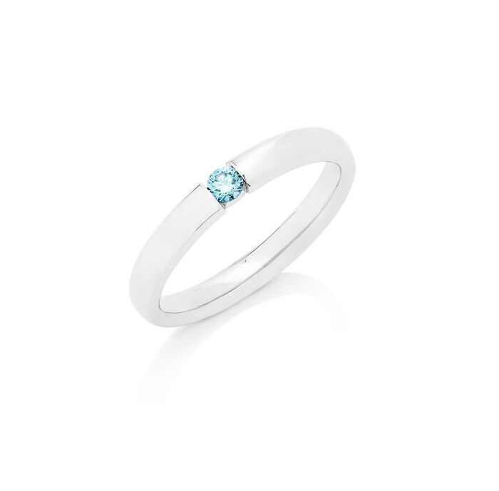 Feiner Damenring mit Brillant BLAU