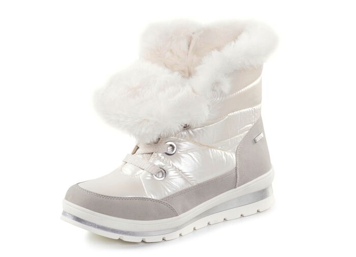 ELENA EDEN, gef&uuml;tterte Damen-Boots, Winterschuhe, Weite G, mit herausnehmbarem Fu&szlig;bett PERLWEISS-GRAU