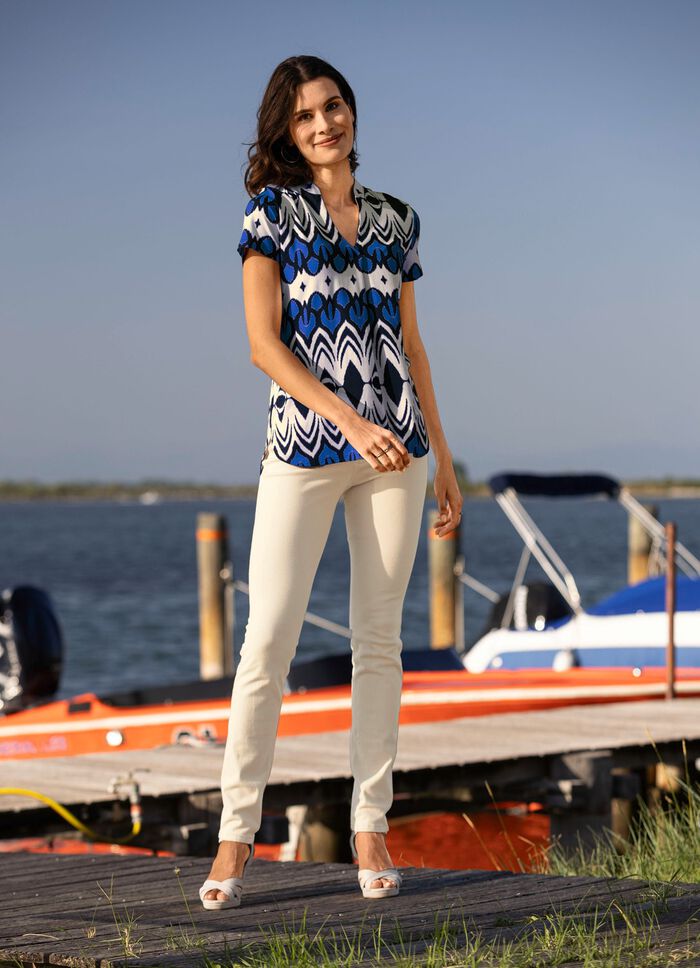 Sommerliche Shirt-Tunika BEIGE-MARINE-ROYALBLAU