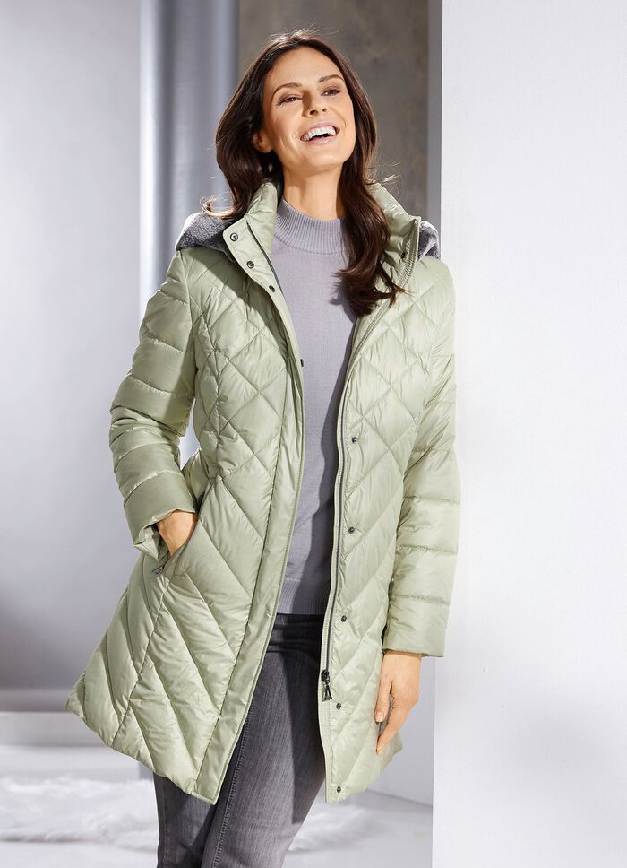 Daunen-Kurzmantel mit abnehmbarer Kapuze SCHILFGR&Uuml;N
