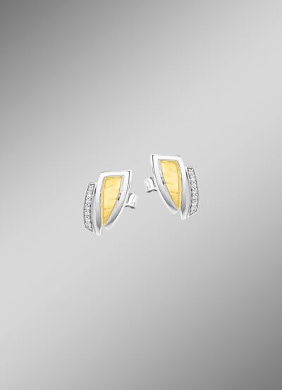 Moderne Ohrstecker in Bicolor mit Zirkonia 