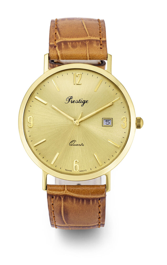 Prestige-Quartz-Herrenuhr mit Gehäuse aus Gold 585/- fein 