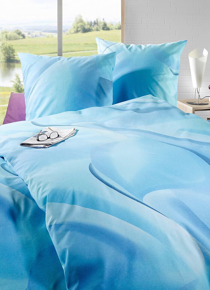 biberna Bettwäsche-Garnitur aus 100% Baumwolle BLAU