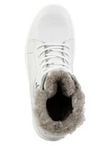 Schnür-Bootie aus genarbtem Rind-Nubukleder EISGRAU