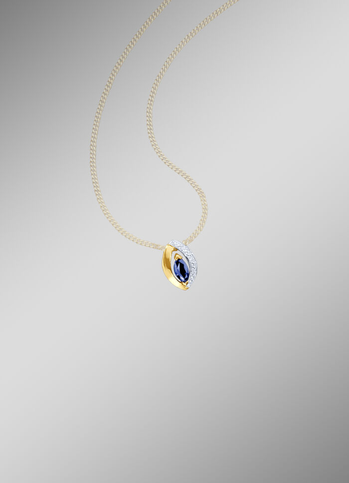 Anhänger mit Brillanten und echt Safir 