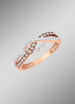 Verspielter Damenring in Ros&eacute;gold mit Brillanten 