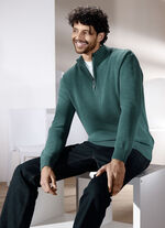  Unifarbener Stehkragenpullover in 3 Farben PETROL