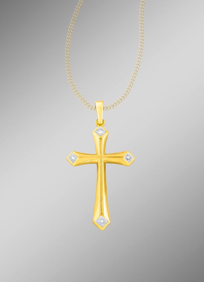 Kreuz-Anh&auml;nger mit Diamant 
