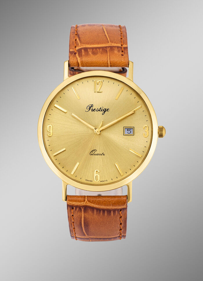 Prestige-Quartz-Herrenuhr mit Gehäuse aus Gold 585/- fein 