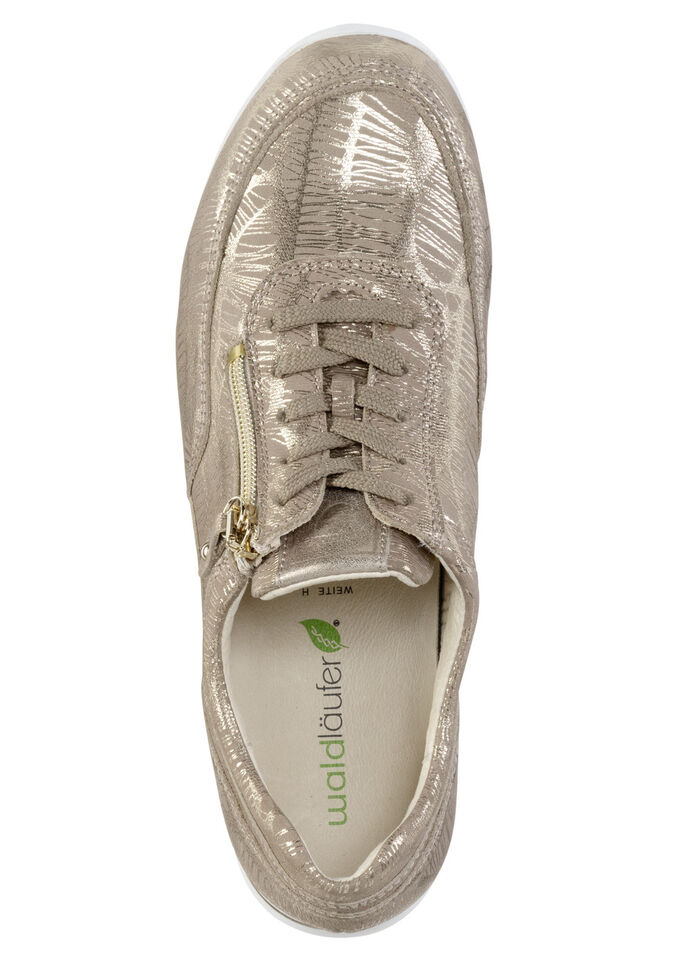 Waldläufer Schnür-Sneaker aus effektvoll geprägtem Nubukleder ANTIKGOLD