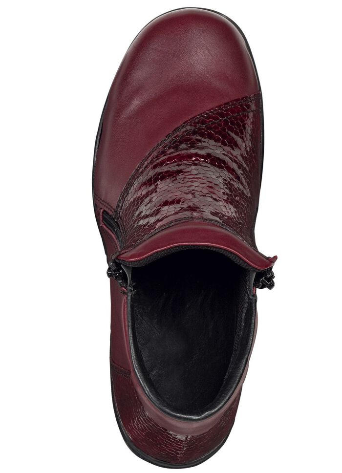 ELENA EDEN Bootie aus teilweise reptilgepr&auml;gtem Nappaleder BURGUND