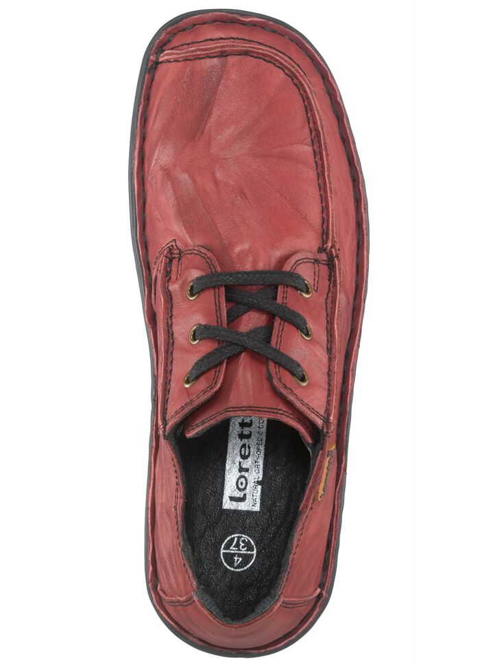 Schn&uuml;rschuh aus Nappaleder mit Knitter-Struktur BURGUND