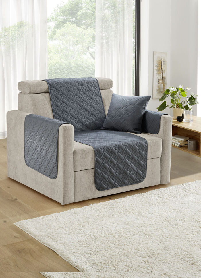 Sessel-,Couch- und Armlehnenschoner  mit  Rauten-Steppung ANTHRAZIT