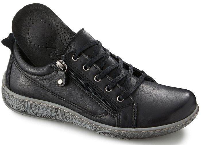 Schn&uuml;rschuh mit praktischem Seitenrei&szlig;verschluss SCHWARZ