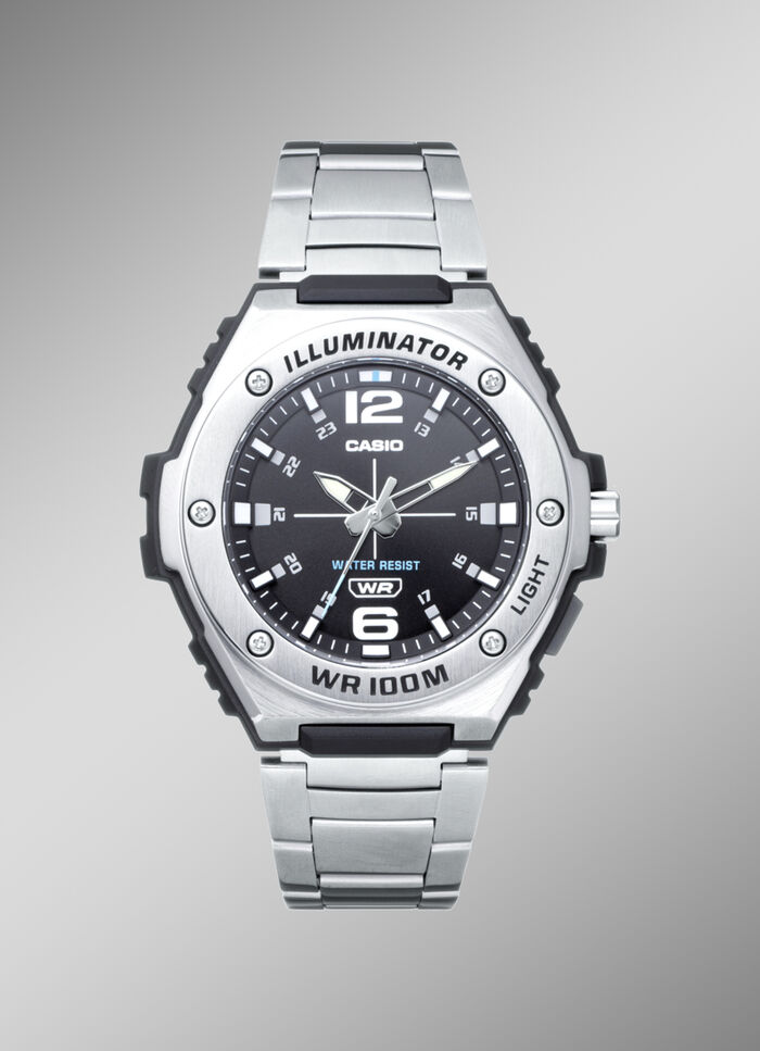 Sportliche Quartz-Herrenuhr mit Edelstahlband 