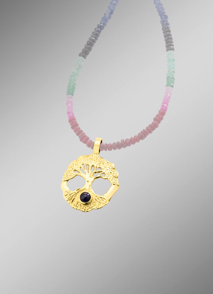 Lebensbaum-Anh&auml;nger mit echt Safir 