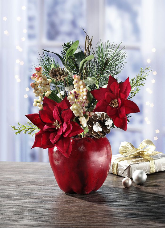 Weihnachtsstern im Apfeltopf 