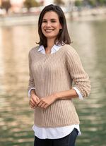 Pullover aus edel gl&auml;nzendem B&auml;ndchengarn SANDBEIGE