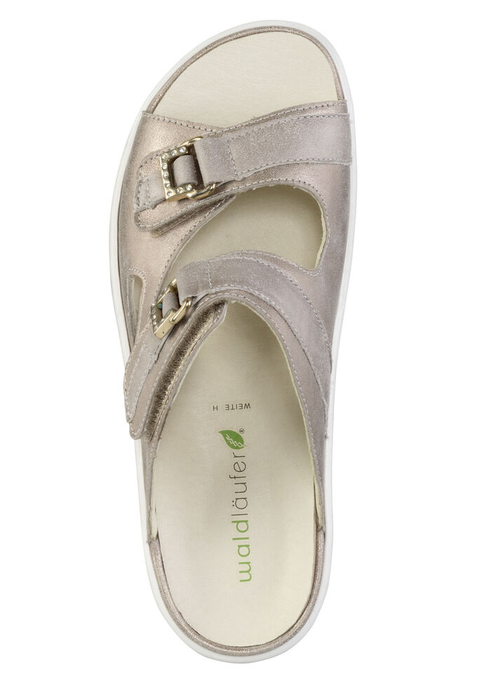 Waldl&auml;ufer Pantolette mit Metallschmuck mit Glitzersteinchen ANTIKGOLD